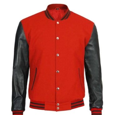 Mens Red And Black Varsity Jacket