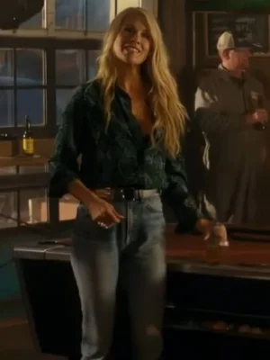 Landman Ali Larter Green Snake Print Shirt