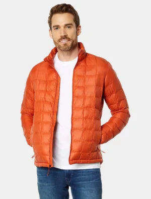 Men's Orange Quilted Puffer Jacket