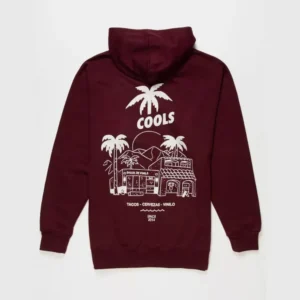 Mens Discos De Vinilo Burgundy Hoodie